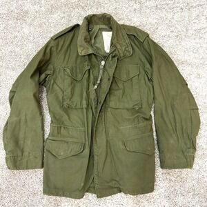 Vintage 80s Alpha Industries Green M65 Cold Weather Field Coat Men's Size Sm L